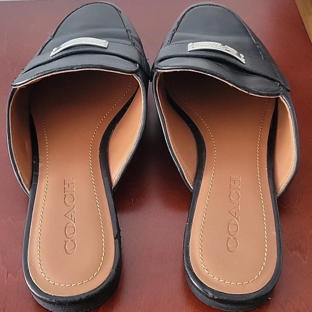 Coach Shea Leather Mules 8 Black